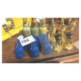 9 Egyptian Miniatures and 3 Blue Hippo
