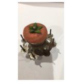 2 Vintage Pin Cushions on Wood & Metal Thread