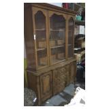Glass Front Hutch w/ 3 Drawers & 2 Cabinets
