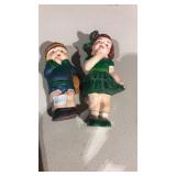 Boy and Girl Cast Iron Figurines