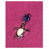 Sterling Silver Turtle Opal & Tanzanite  Pendant
