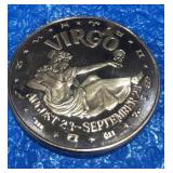 .999 1 oz Copper Virgo Horoscope Token