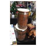 2 Wood Drums With chariots carvings