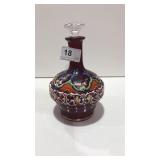 Vintage Red Wine Color w/ Painted Design Decanter