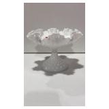 Vintage Fenton Hobnail Milk Glass Pedestal Bowl