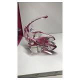 Art Glass Pink to Clear Swan