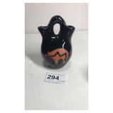 Signed Black Glazed Wedding Pitcher 1991