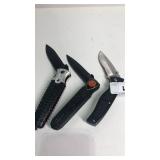 3 Knives,  2 Flip Blade  & 1 Flip Blade w/ Fireman