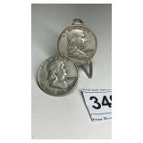 2 - Silver Ben Franklin Half Dollars 1954, 1963