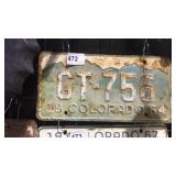 Vintage License Plate Colorado 1964