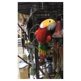 Medium Size Parrot Ceramic on Metal Stand