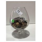 Lot of Jewelry in Glass Brandy Snifter