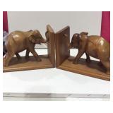 Pair of Wood Elephant Bookends