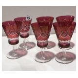 6 Cut to Clear Cranberry Glasses