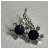 Fashion Earrings w/ Clear & Black Stones