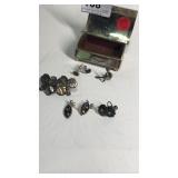 Alpaca Trinket Box w/ Sterling 4 Sets Earrings & 1