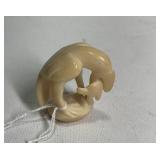 Carved Bone Eagle w/ Prey  2 1/4" Tall