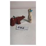 2 Carved Rock Bears w/ Stones