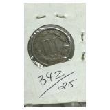 1865 US 3 Cent Coin First Year Issued