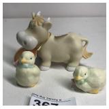 Bumpkins Ceramic Cow  & 2 Chicks