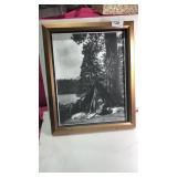 Framed No Glass Black & White Tepee on Lake Shore