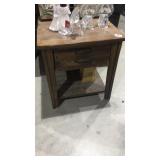 Small Wood End Table w/ Drawer & Shelf
