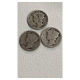 3 -.9 Silver Dimes 1916, 1927, 1943