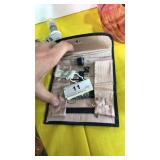 Vintage Travel Sewing Kit in Leather Pouch