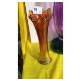 Marigold Carnival Glass Vase