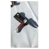 Colored Wood Handle on Flip Knive w/ Leather