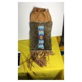 Native American Pouch- Fur / Leather w/ Fringe &