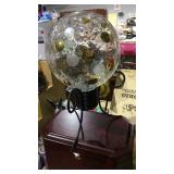 Glass w/ Gold & Opaque Gazing Ball w/ Metal Holder