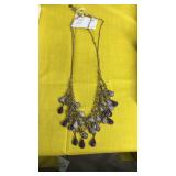 Fashion Necklace w/ Grey Tear Drops  in Box