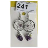 Dream Catcher Earrings w/ Amethyst Stones