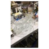 Anchor Hocking Large Punch Bowl & 7 Cups w/ Stand