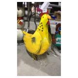 Metal Yard Art Item Display - Yellow Chicken