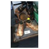 2 Copper Covered Baby Shoe Displays