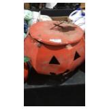 Metal Yard Art Item Display-  Large Pumpkin w/ Lid