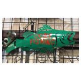 Metal Yard Art Item Display- Gone Fishing Sign