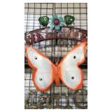 Metal Yard Art Item Display- 1  Welcome Butterfly