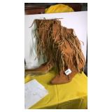 Ladies High Heel Suede Boots Side Zip sz 8