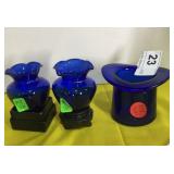 Cobalt Vases & Hat