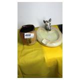 Signed Vase & Goldscheider Zebra  Ash Tray - Has a
