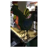 Metal Yard Art Item Display - Green Chicken