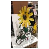 Metal Yard Art Item Display - Sunflower Riding