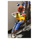 Metal Yard Art Item Display-Yellow Pig Riding Bike