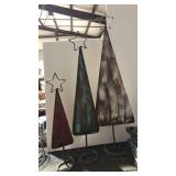Metal Yard Art Item Display - 3 Christmas Trees