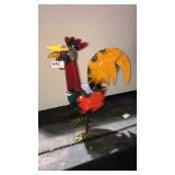 Metal Yard Art Item Display - Small Chicken Red