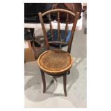 Antique Wood Chair-Peacock Design on Seat