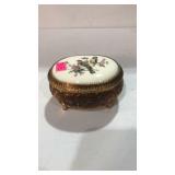 Gold Metal Musical Trinket Box W/Bird Design